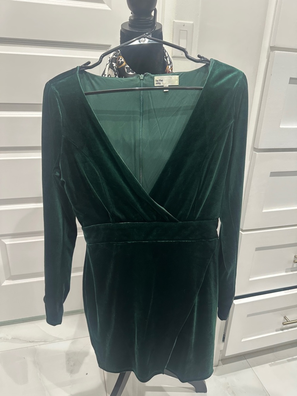 Velvet Wrap Dress in Deep Green